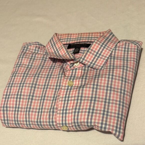 Bundle BANANA REPUBLIC LOT 2 Men Large Blue and pinkish red blue plaid Shirt - Picture 2 of 13